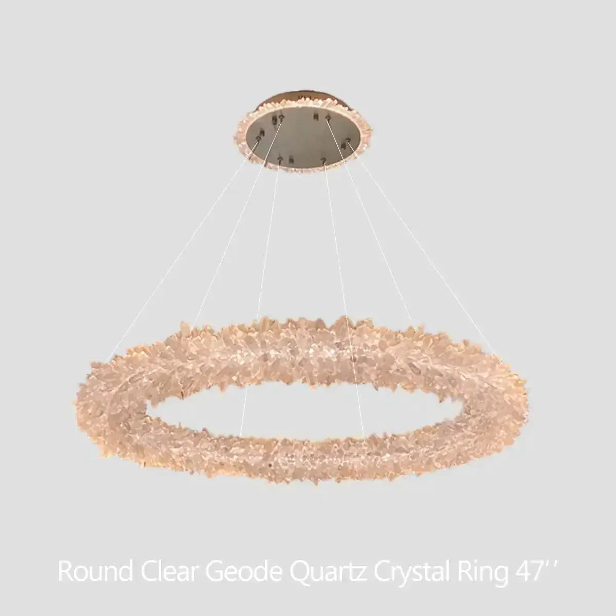 24 - 47 Inch Round Clear Geode Quartz Crystal Ring Pendant Light Modern Chandelier for Living Room - Arialamps