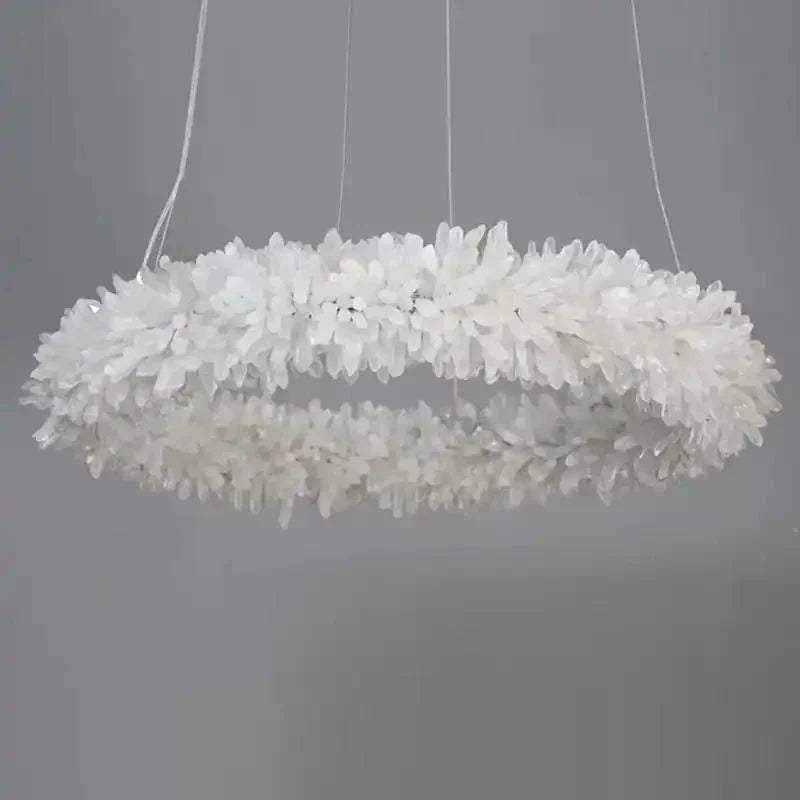 24 - 47 Inch Round Clear Geode Quartz Crystal Ring Pendant Light Modern Chandelier for Living Room - Arialamps