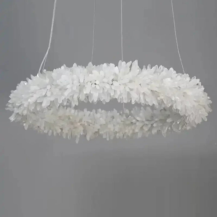 24 - 47 Inch Round Clear Geode Quartz Crystal Ring Pendant Light Modern Chandelier for Living Room - Arialamps