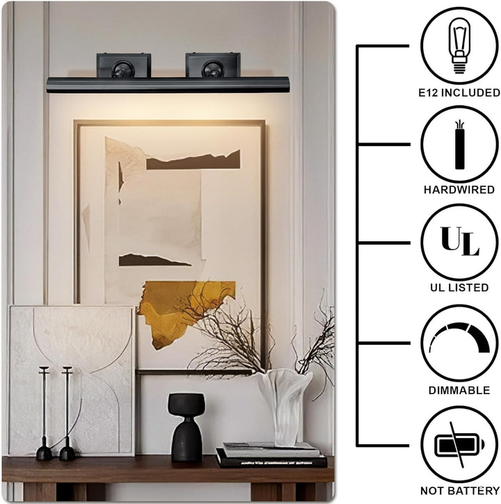 24-Inch Hardwired Brass Picture Light with Dimmable LEDs