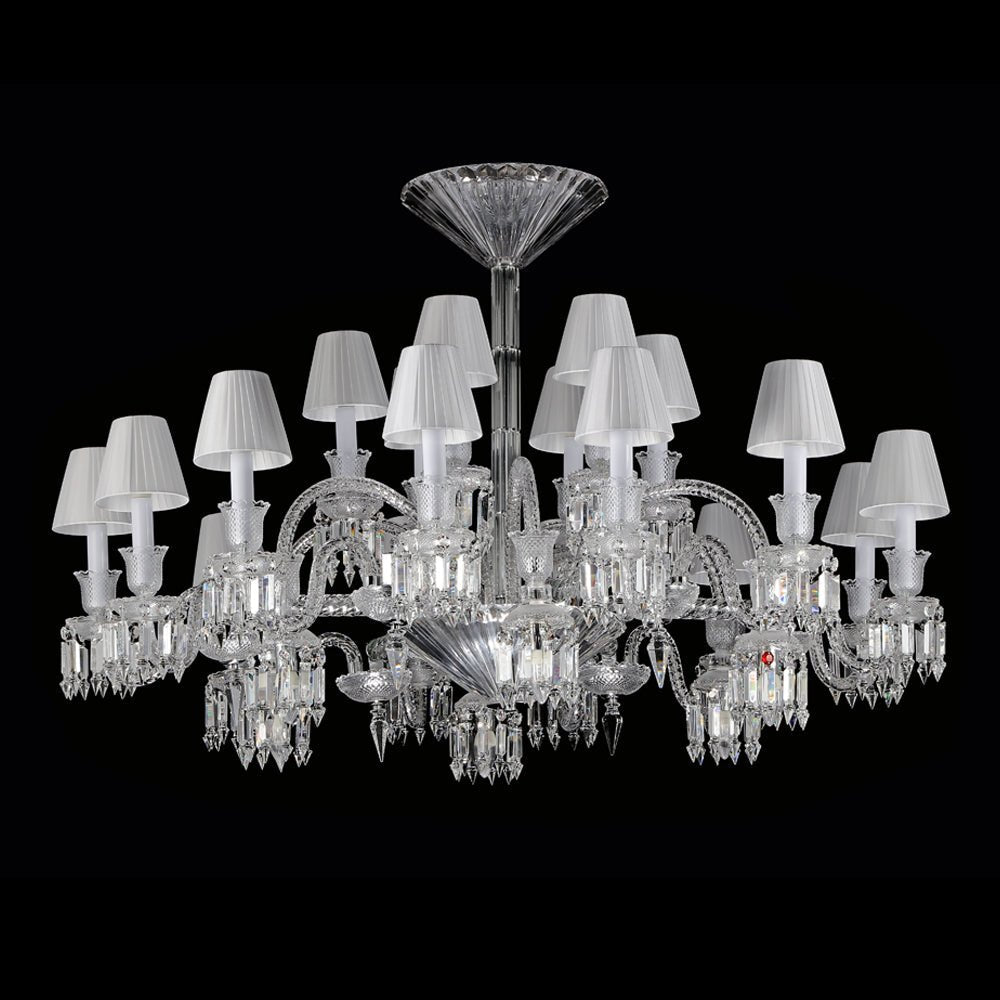 24 Lights Crystal Chandelier with Lampshades - Arialamps