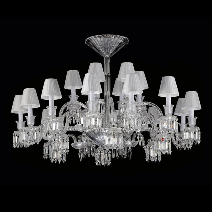 24 Lights Crystal Chandelier with Lampshades - Arialamps