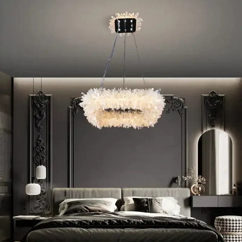 24'' Square Modern Geode Quartz Crystal Chandelier - Arialamps
