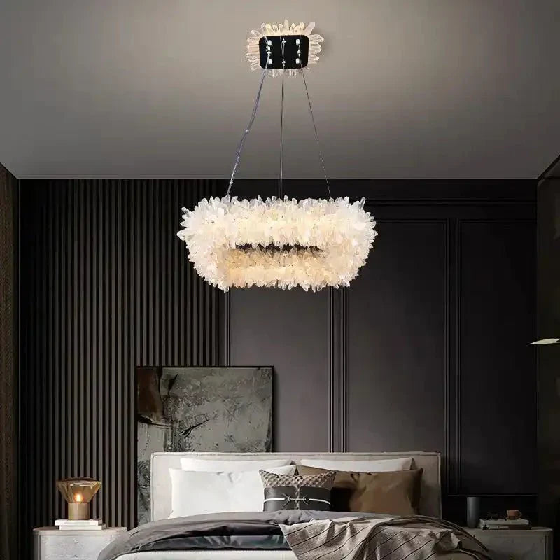 24'' Square Modern Geode Quartz Crystal Chandelier - Arialamps
