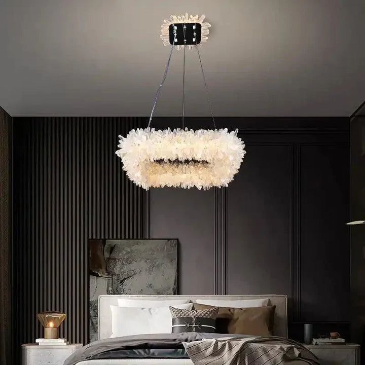 24'' Square Modern Geode Quartz Crystal Chandelier - Arialamps