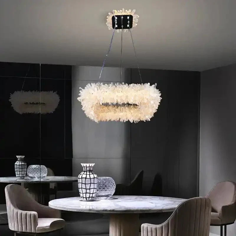 24'' Square Modern Geode Quartz Crystal Chandelier - Arialamps
