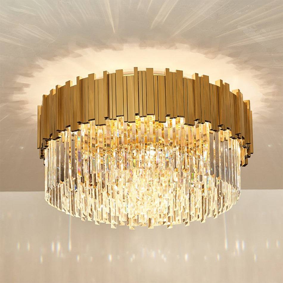 Giorgioe Multi-Layer Crystal Flush Mount Chandelier-Arialamps