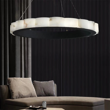 August Mordern Marble Round Chandelier Black