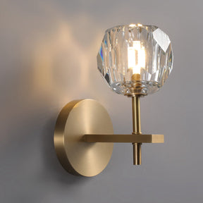 Bille De Clear Crystal Double Ball Wall Sconce 9"H