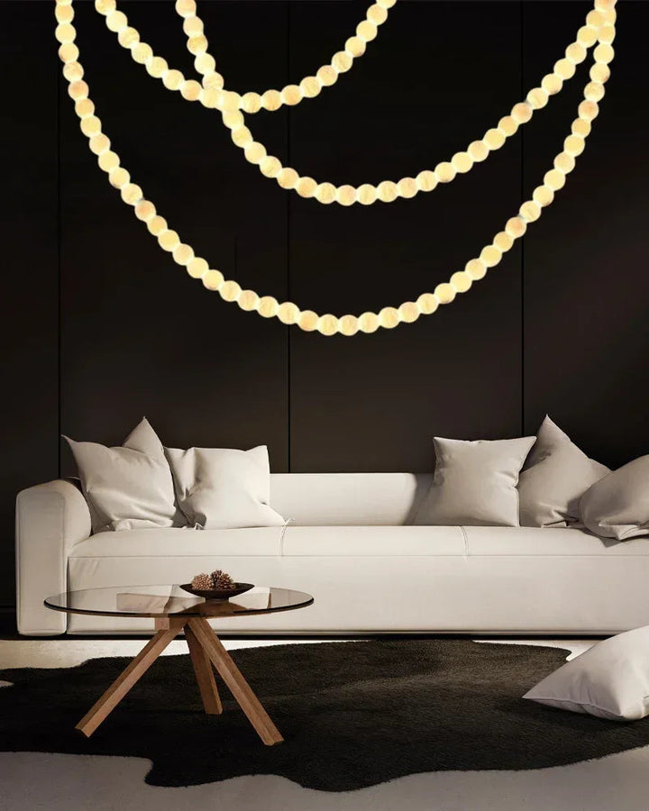 Modern LED Natural Alabaster Globes Beads Hanging Chandelier Indoor Lighting Fixture Modern Pendant lamp