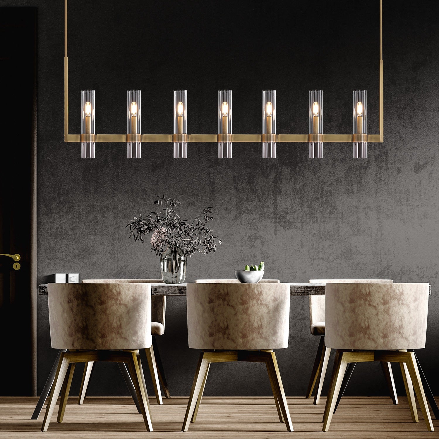 Aria Rachel Linear Glass Chandelier