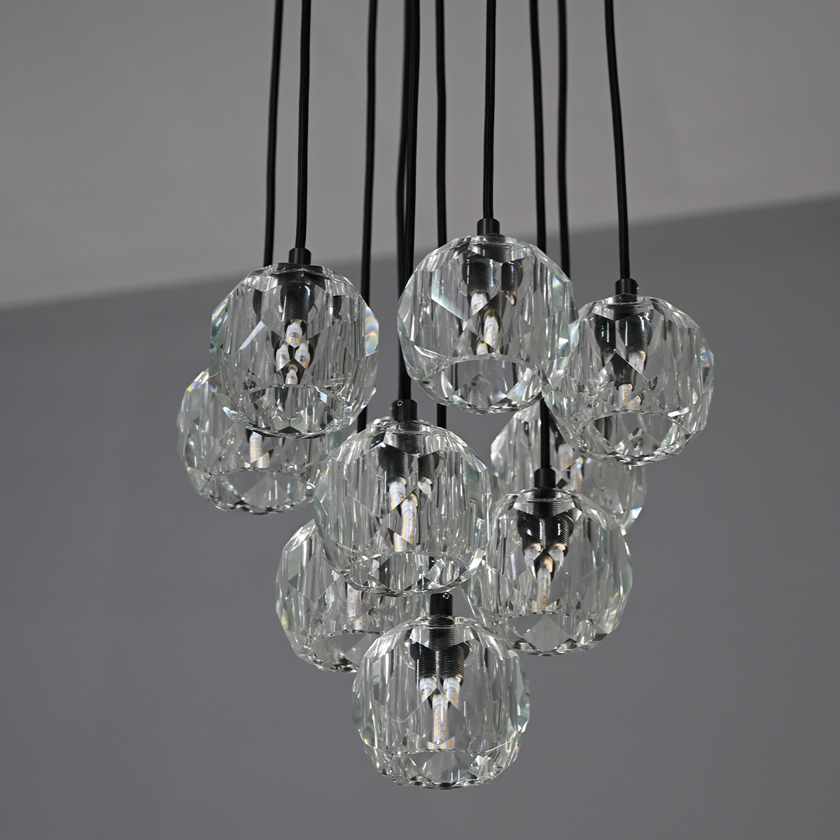 Bille De Crystal Ball Cluster Chandelier 14"