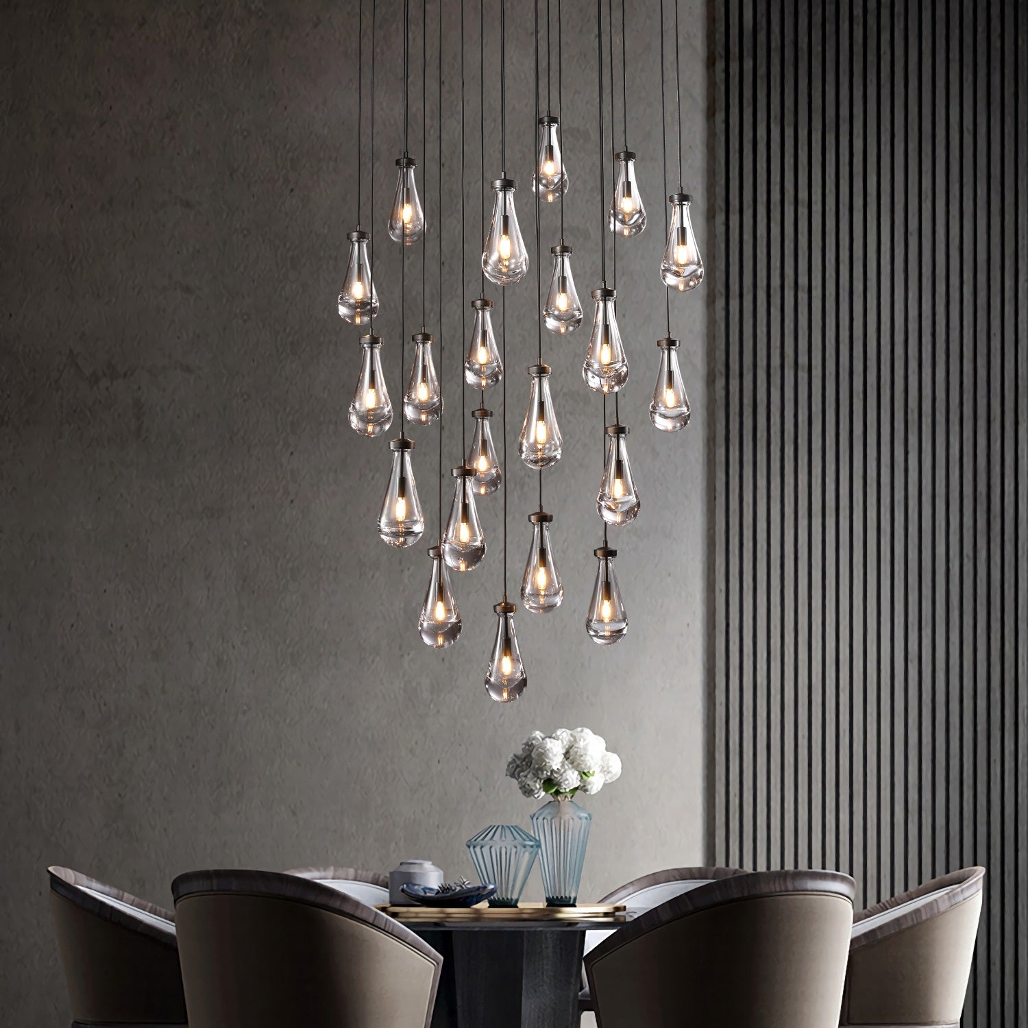 Aria Rain Round Modern Chandelier Light