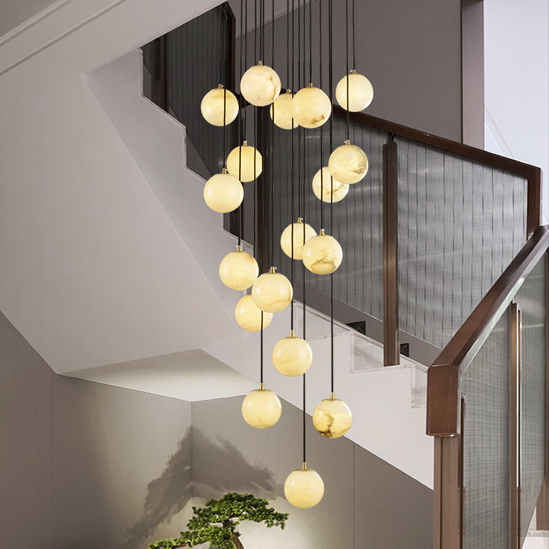 Aria Yanna Long chandelier for Duplex staircase light lucite