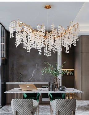 Snowflake Crystal Brass Branch Chandelier