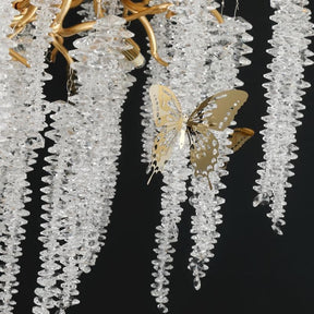 Branch Luxury Long Snowflake Crystal  Chandelier Gold