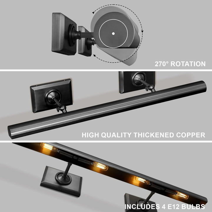 CEENWE 30-Inch Hardwired Brass Picture Light with Dimmable LEDs