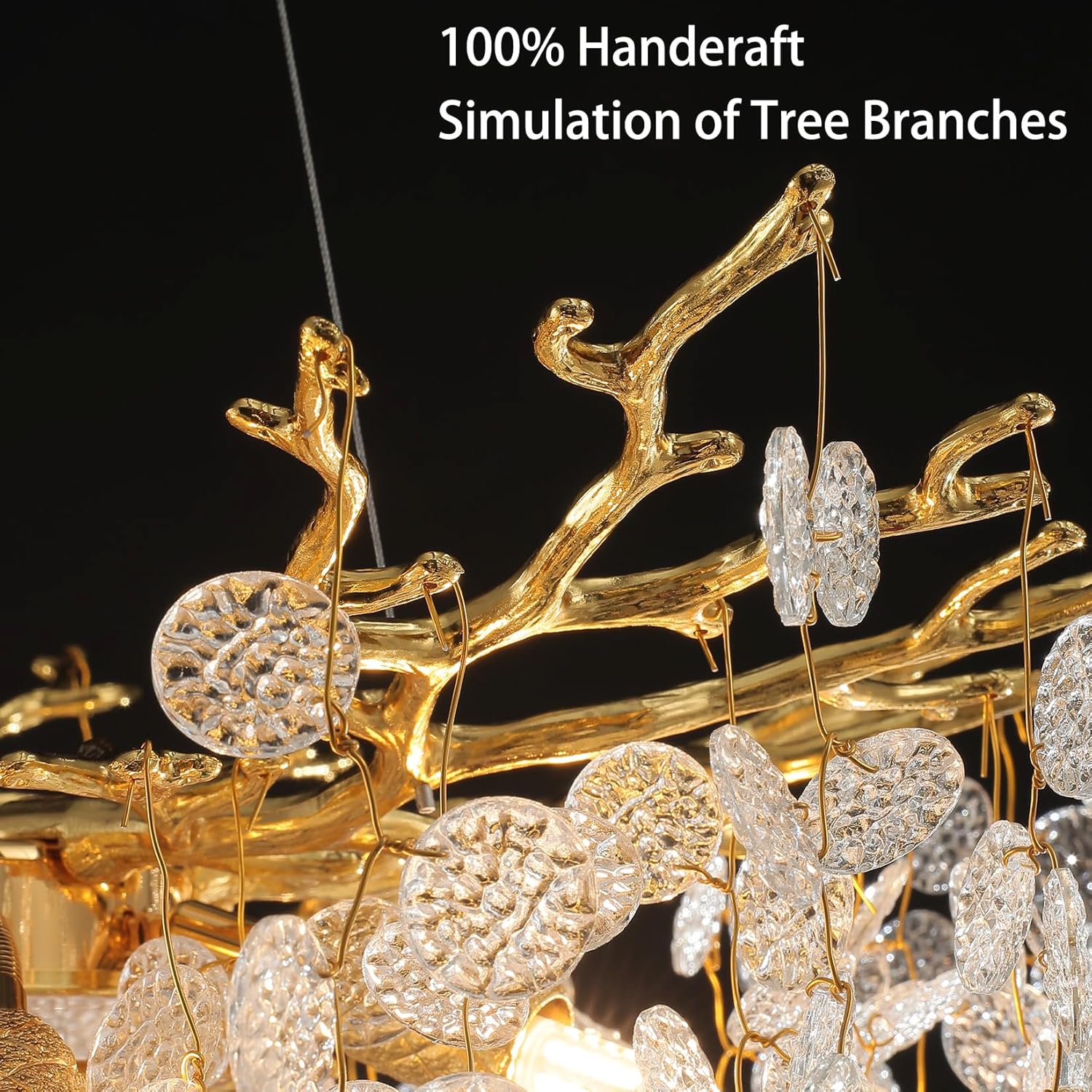 YUYI 30-Inch Modern Tree Branch Crystal Chandelier for Dining Rooms