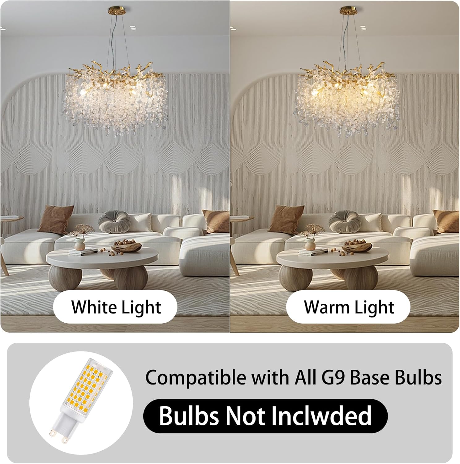 YUYI 30-Inch Modern Tree Branch Crystal Chandelier for Dining Rooms