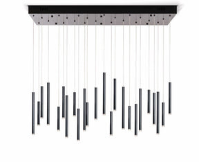 Bellini Rectangular Tri-Tone Tubular Pendant Light Chandelier