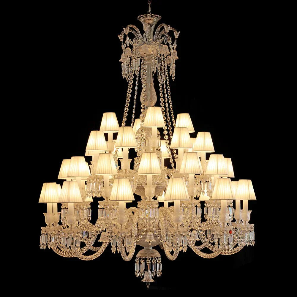 36 Lights Crystal Lighting with Lampshades - Arialamps