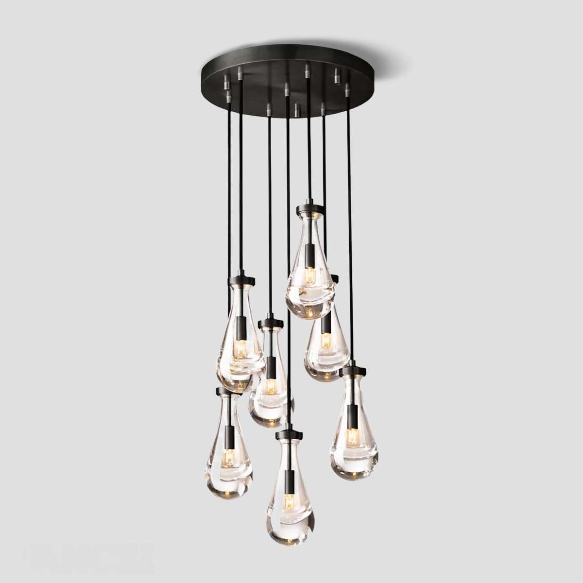 Raindrop Glass Round Chandelier 18"