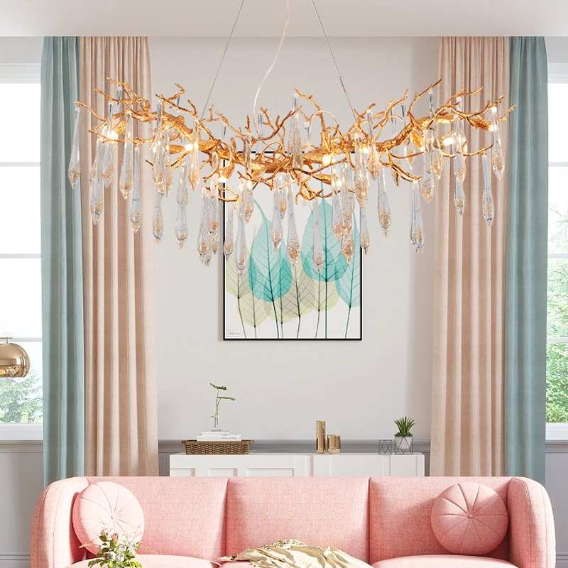 Aria Myers Crystal Branch Chandelier Light Brass