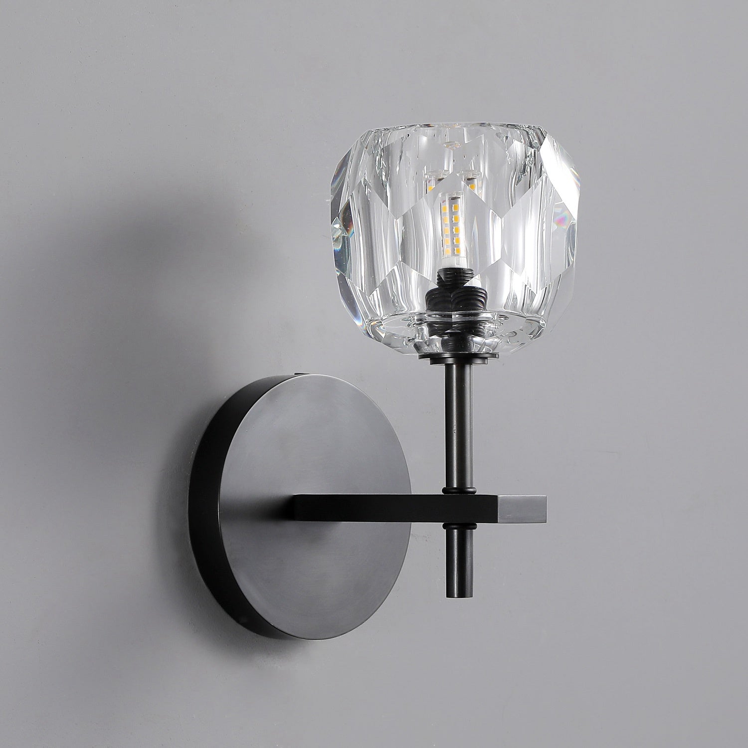 Bille De Clear Crystal Double Ball Wall Sconce 9"H