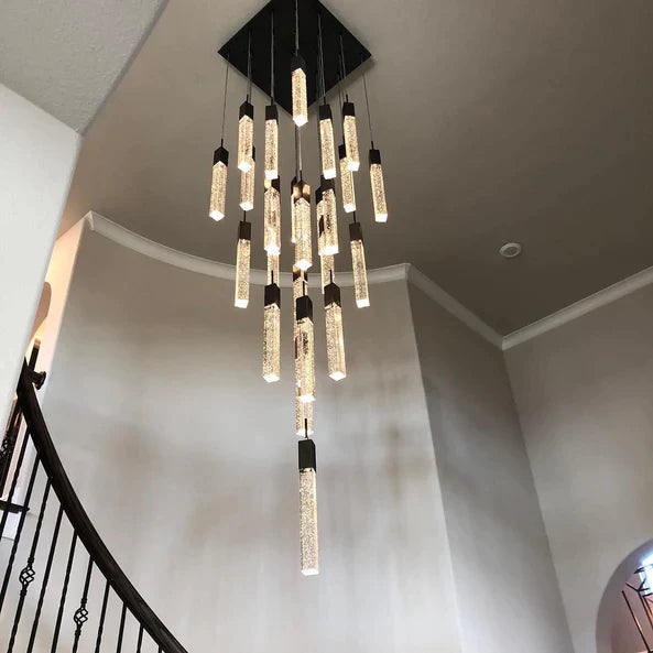 Light Luxury Glacier Bubble Crystsal Chandelier in Gold/Chrome/Black Finish for Staircase/Foyer