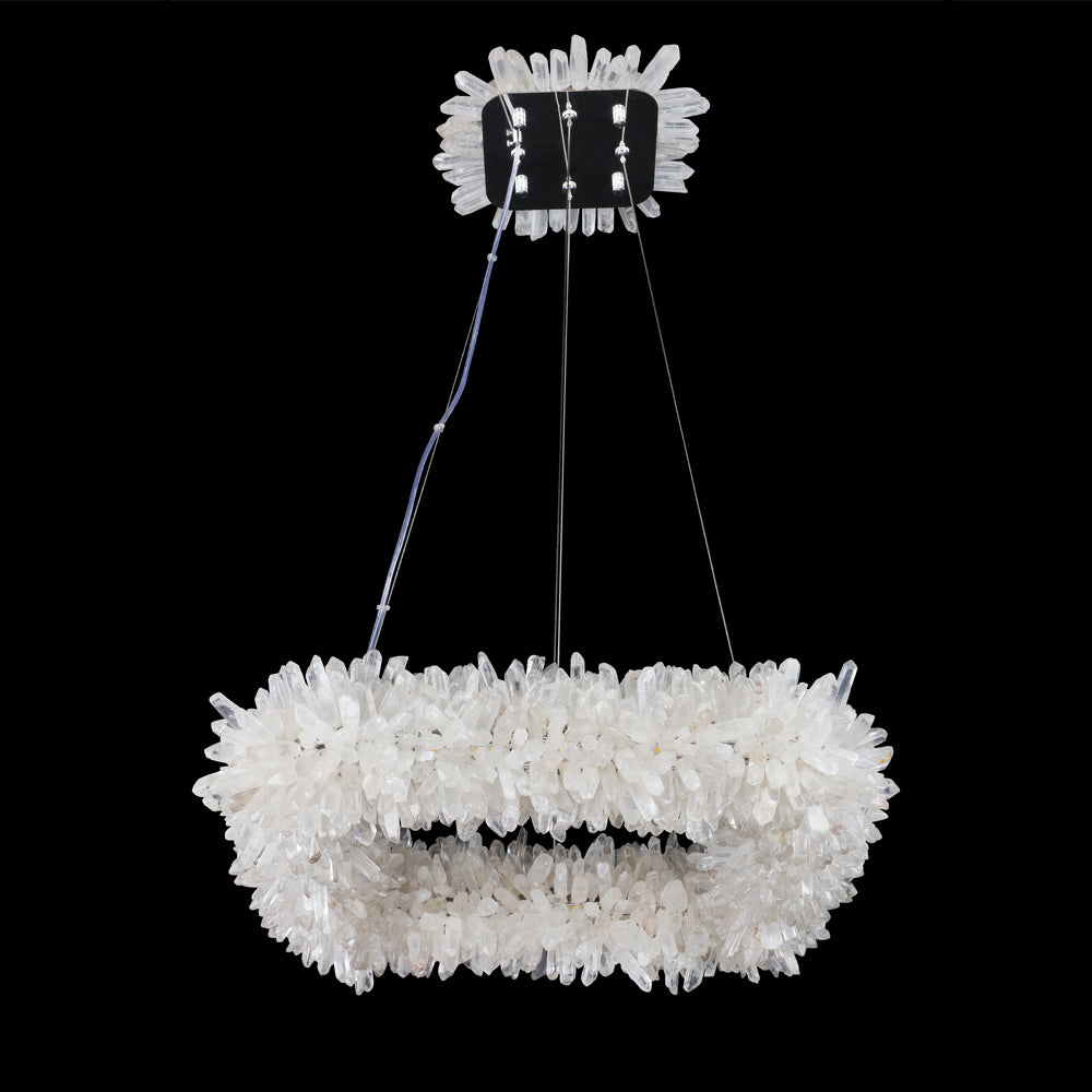 Modern 24'' Square Modern Geode Quartz Crystal Chandelier