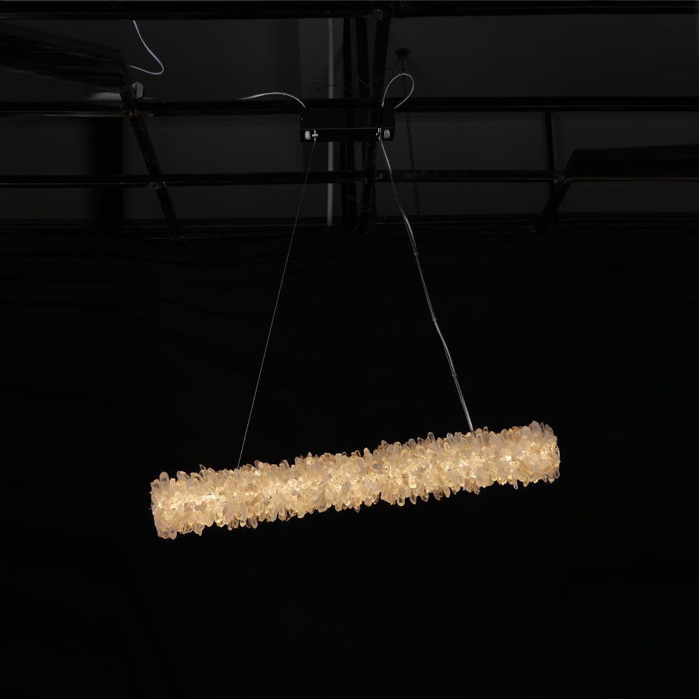 Modern Modern Linear Geode Quartz Crystal Pendant Light