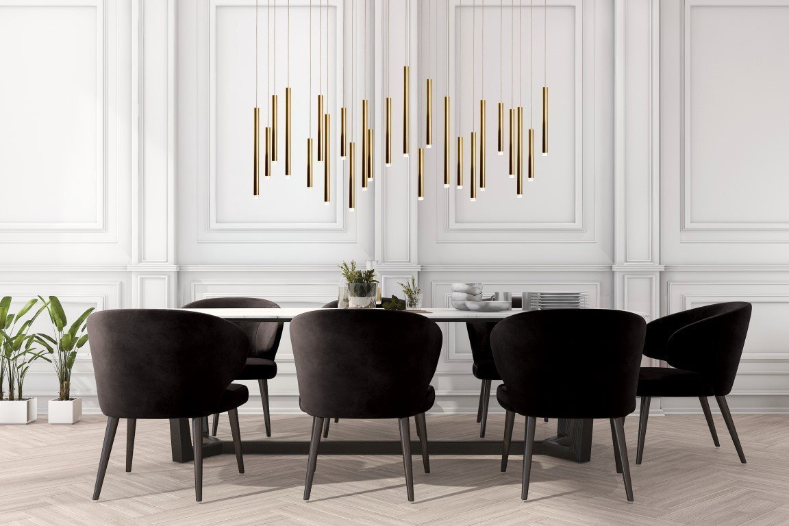 Bellini Rectangular Tri-Tone Tubular Pendant Light Chandelier