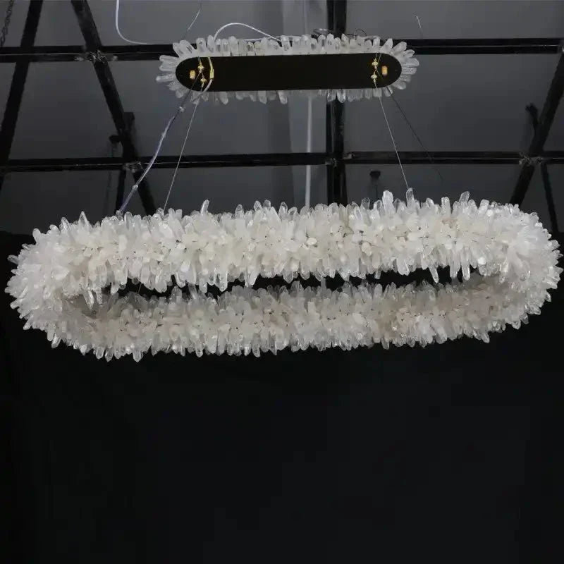 47'' Oval Modern Clear Geode Quartz Crystal Chandelier for Dining Room - Arialamps