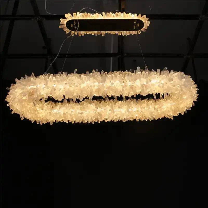 47'' Oval Modern Clear Geode Quartz Crystal Chandelier for Dining Room - Arialamps