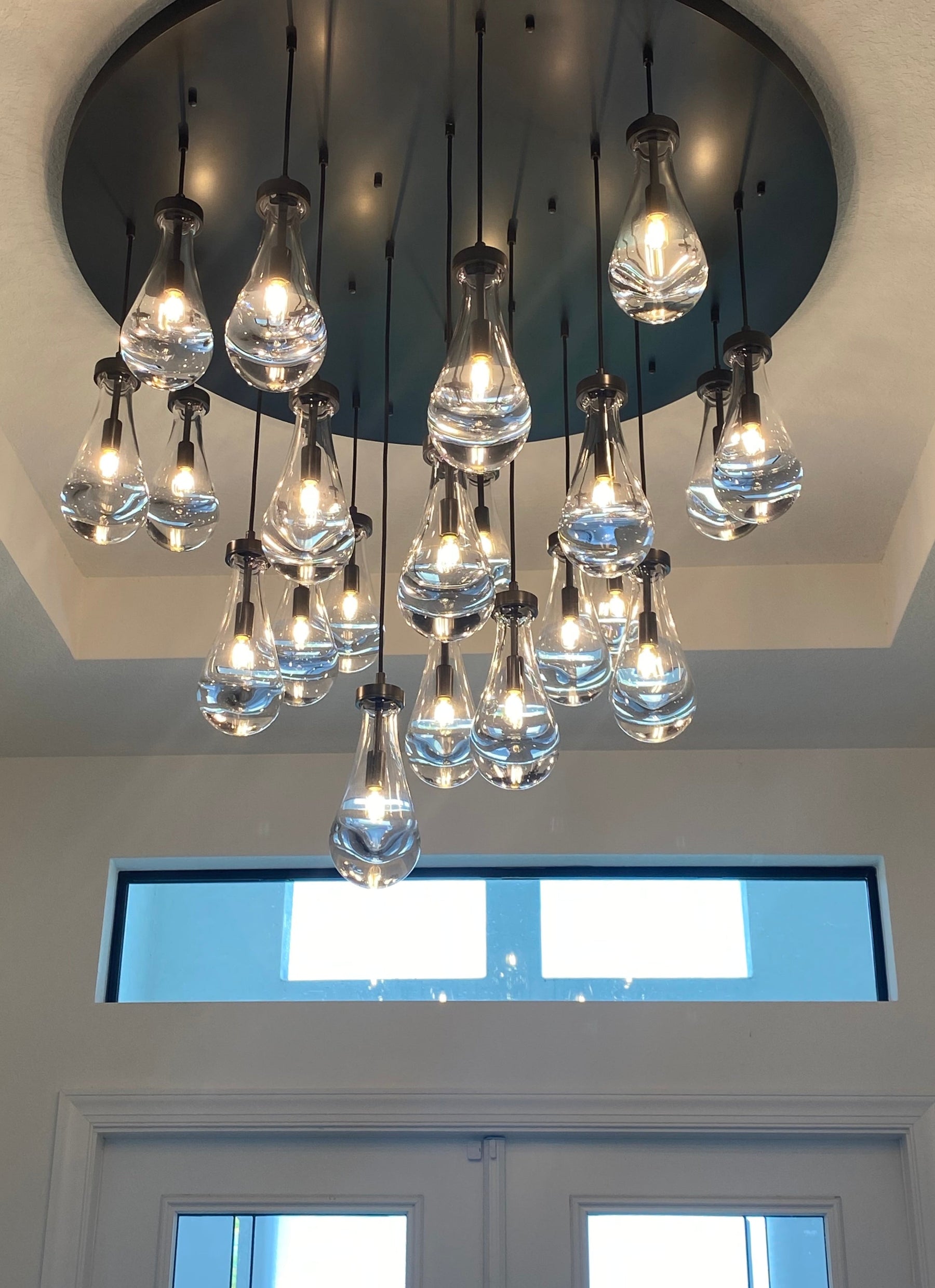 Raindrop Glass Round Chandelier 47"