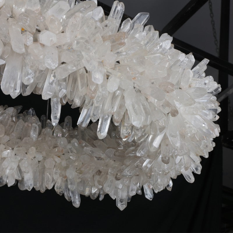 Modern 47'' Oval Modern Clear Geode Quartz Crystal Chandelier for Dining Room