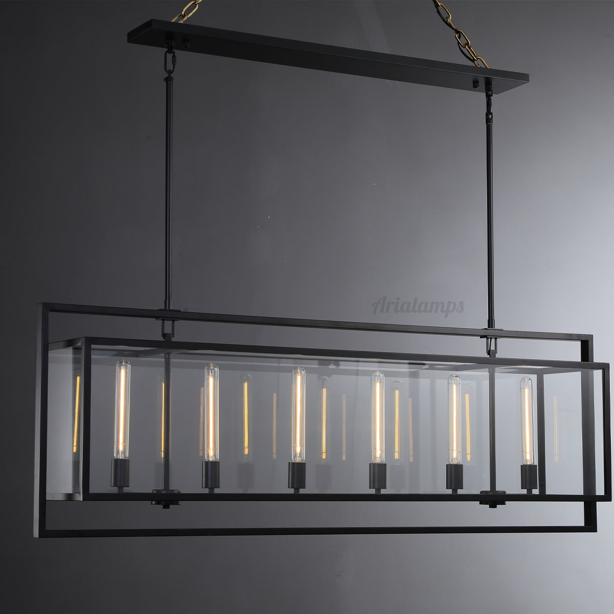 Aria Deckman Glass Lantern Rectangular Chandelier