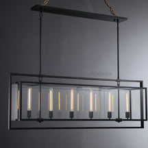 Aria Deckman Glass Lantern Rectangular Chandelier