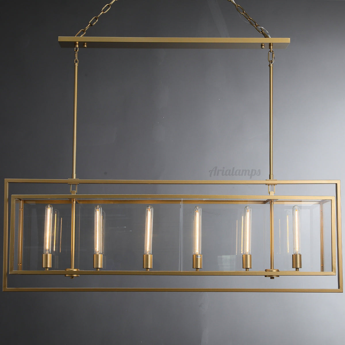 Aria Deckman Glass Lantern Rectangular Chandelier