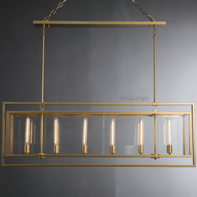 Aria Deckman Glass Lantern Rectangular Chandelier