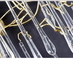 Teardrop Crystal Branch Brass Wall Sconce