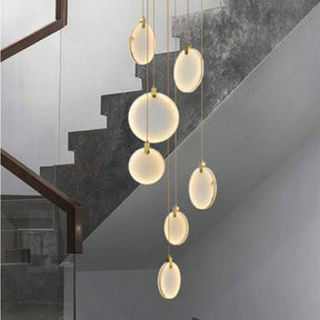 Queenie marble disc Long Round chandelier For Loft