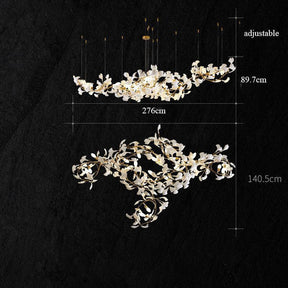 Aria Gingko Porcelain  Chandelier, Modern Branch Chandelier