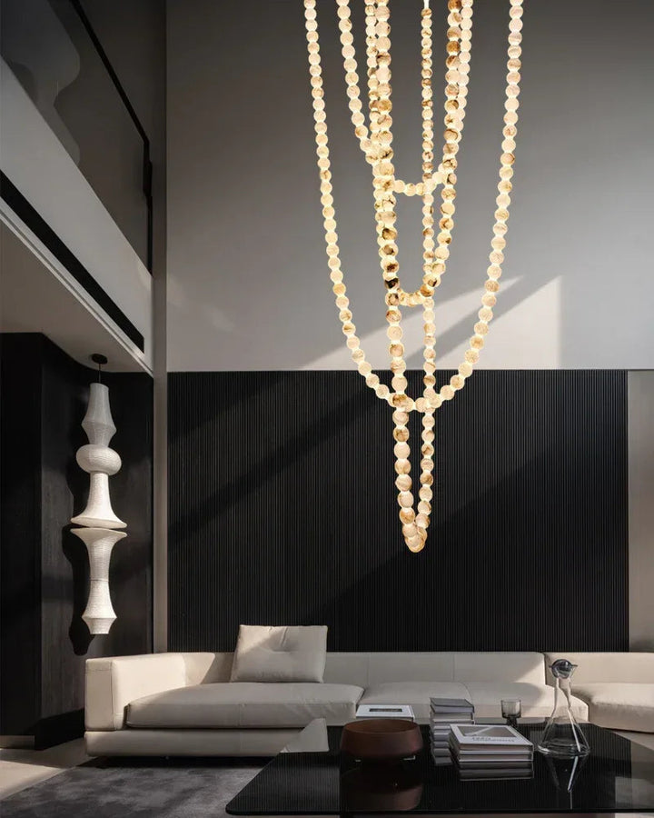 Modern LED Natural Alabaster Globes Beads Hanging Chandelier Indoor Lighting Fixture Modern Pendant lamp