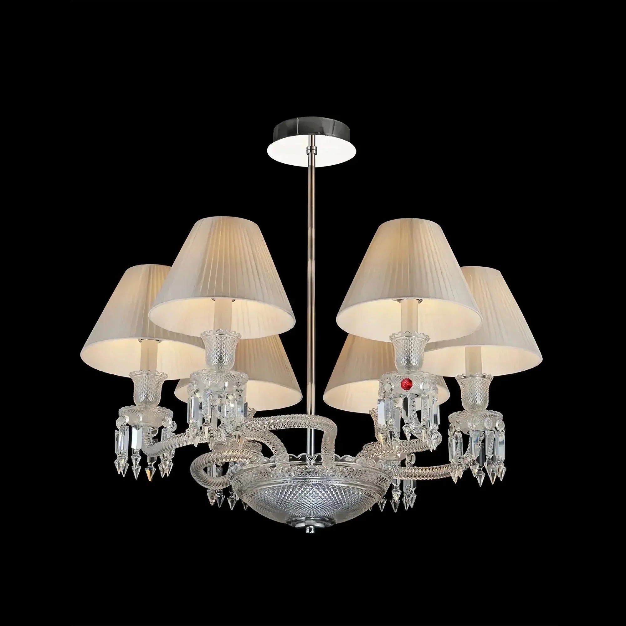 6 Lights Crystal Lighting with Lampshades - Arialamps