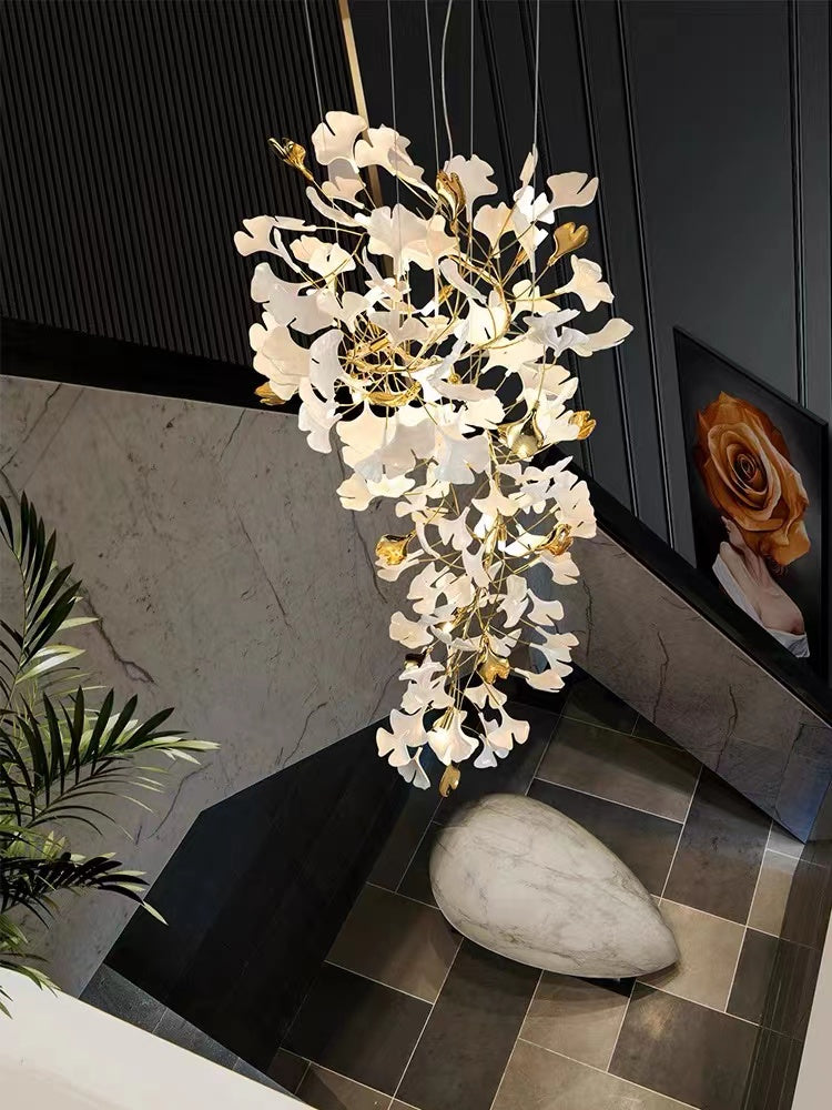 Modern Ceramic Petal Chandelier Gold Length 31" 39" 59" 78"