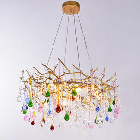 Aria Louise Colorful Crystal Raindrop Branch Chandelier