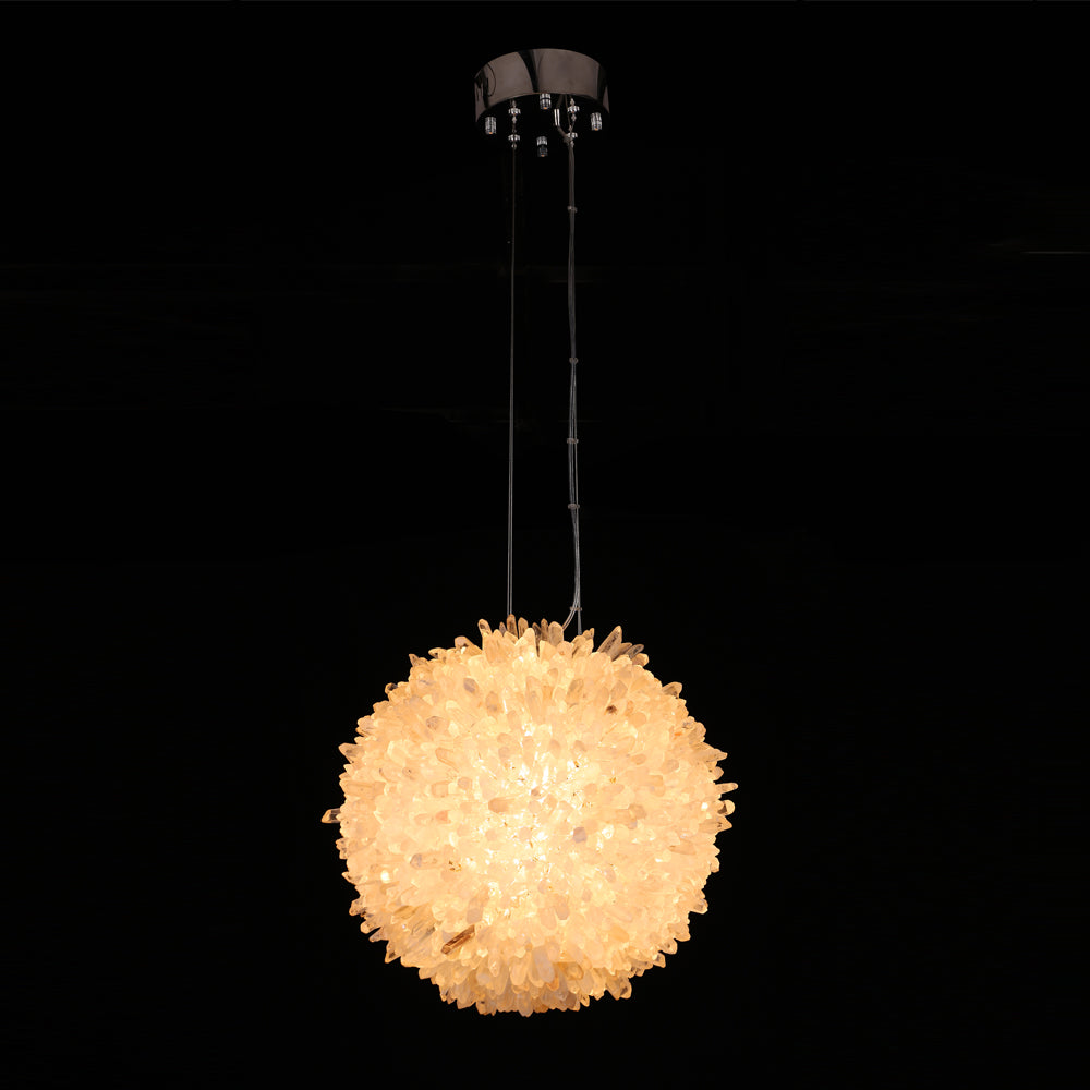 Modern Clear Geode Quartz Crystal Ball Modern Pendant Light