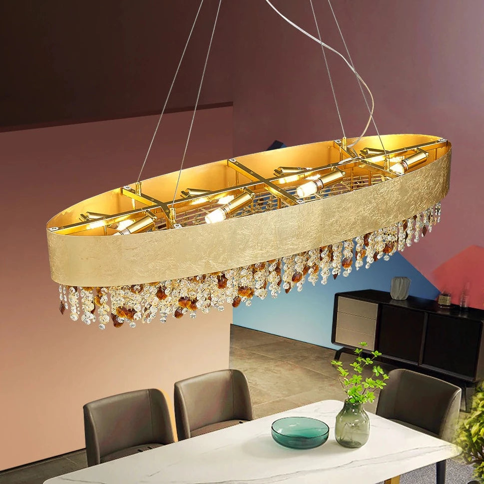 Aria Avani Gold Plated Crystal Dining Room Chandelier