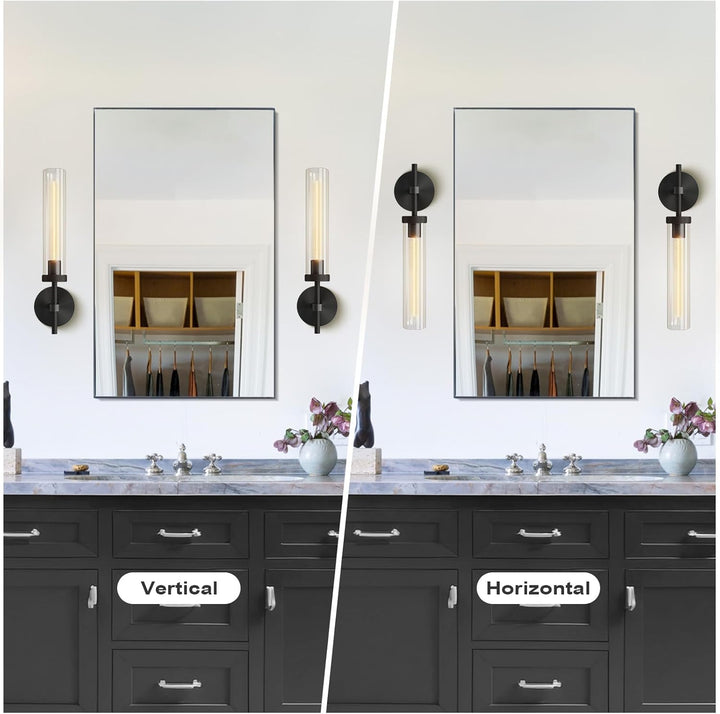 Black sconces Wall Lighting, 19" Knurling Bathroom Vanity Light Fixtures,Wall Lamp Modern Wall Lights for Mirror Living Room Hallway Staircase